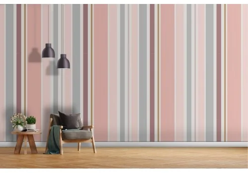 Pink striped wallpaper vintage decoration pattern.