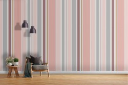 Pink striped wallpaper vintage decoration pattern.