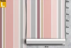 Pink striped wallpaper vintage decoration pattern.