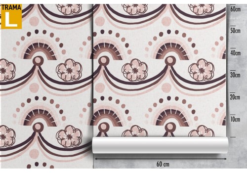 Flowers and pink rainbows wallpaper for children's room. 2