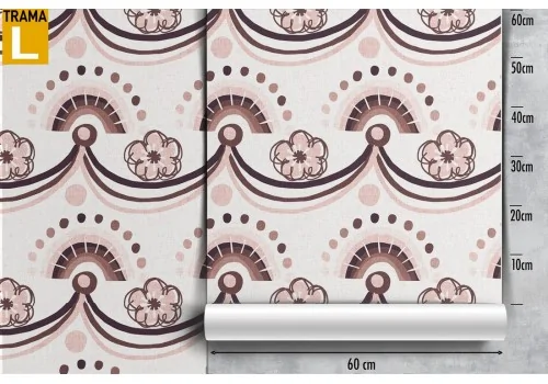 Flowers and pink rainbows wallpaper for children's room. 2