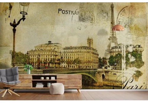 Vintage Paris city postcard wallpaper