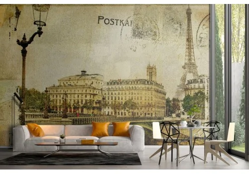 Carta da Parati cartolina città Parigi vintage 2