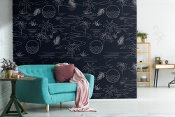 Wallpaper decoration stylized tropical palms.