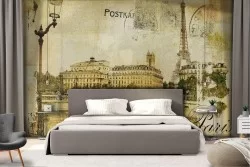 Carta da Parati Città Scritte Vintage