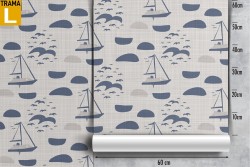 Wallpaper decoration modern stylized boats.