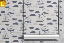 Wallpaper decoration modern stylized boats.