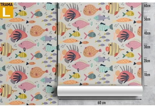 Carta da Parati pesciolini natura tropicale moderna. 2