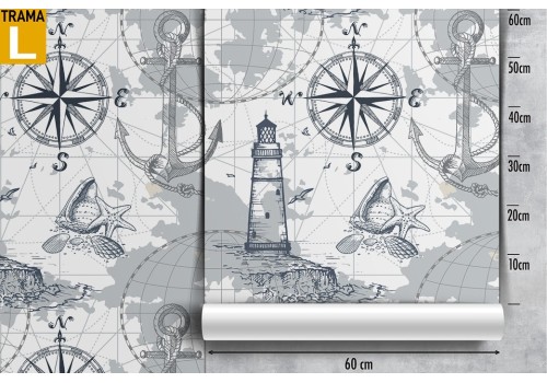 Wallpaper marine lighthouse pattern decoration. 2