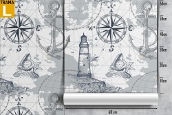 Wallpaper marine lighthouse pattern decoration.