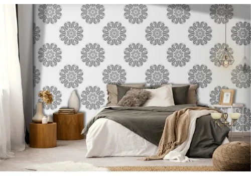 Vintage gray geometric wallpaper decoration.