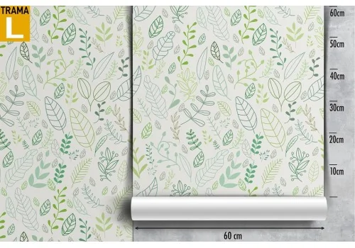 Carta da Parati foglie stilizzate natura verde pattern. 2