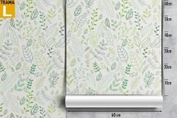 Carta da Parati foglie stilizzate natura verde pattern.