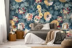 Vintage design nature flowers wallpaper.