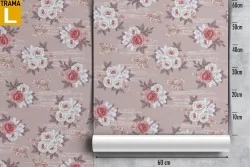 Carta da Parati fiori bianchi vintage pattern raffinato.