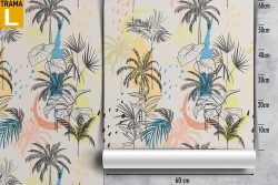 Stylized tropical palm wallpaper modern pattern.