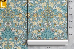 Wallpaper with leaves and vintage damask decoration pattern.