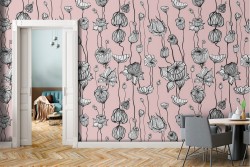 Carta da Parati fiori tropicali stilizzati natura moderna.