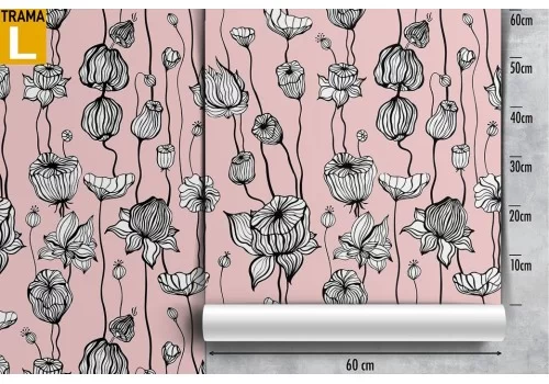 Carta da Parati fiori tropicali stilizzati natura moderna. 2