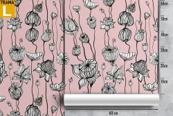 Stylized tropical flowers modern nature wallpaper.