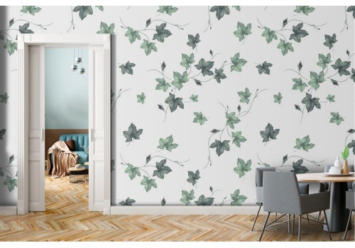 Green leaves nature pattern modern wallpaper.