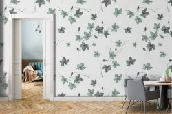 Carta da Parati foglie verdi natura pattern moderno.