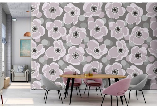 Pink flowers nature modern design wallpaper pattern.