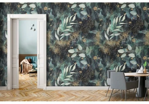 Wallpaper green leaves nature abstract modern design.