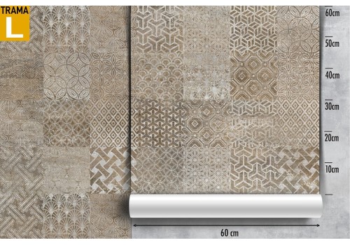 Vintage geometric brown tile wallpaper. 2