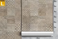 Carta da Parati mattonelle vintage geometriche marrone.