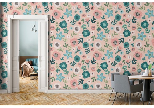 Pink flowers nature abstract vintage wallpaper.