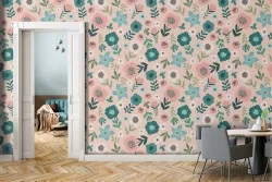 Pink flowers nature abstract vintage wallpaper.