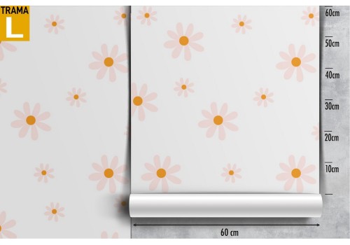 Wallpaper with stylized pink orange flowers nature. 2