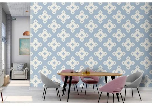 Blue vintage geometric wallpaper decoration.