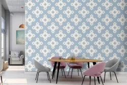 Blue geometric vintage wallpaper decoration.