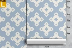 Carta da Parati decorazione vintage geometrica azzurra.