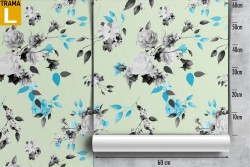 Modern nature pattern white flowers wallpaper.