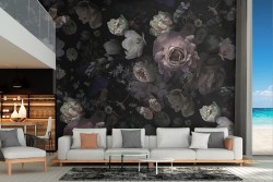 Carta da Parati composizione fiori vintage rosa e bianchi