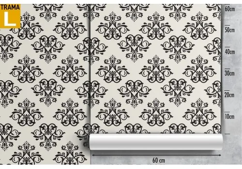 Vintage damask wallpaper pattern black. 2