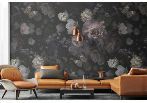 Carta da Parati composizione fiori vintage rosa e bianchi 2