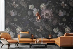 Carta da Parati composizione fiori vintage rosa e bianchi