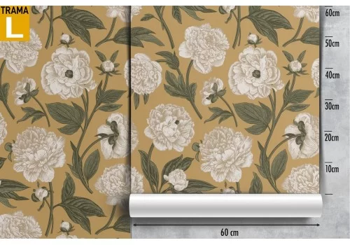 Carta da Parati fiori bianchi design vintage. 2