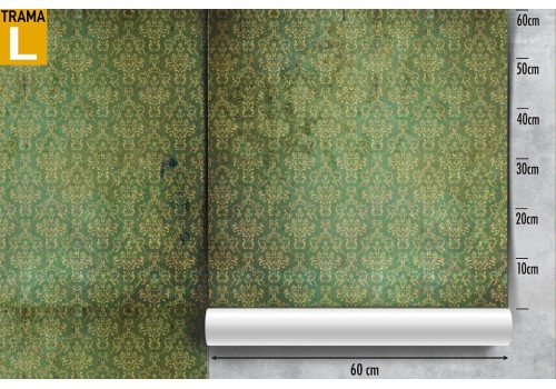 Green damask vintage wallpaper decoration. 2