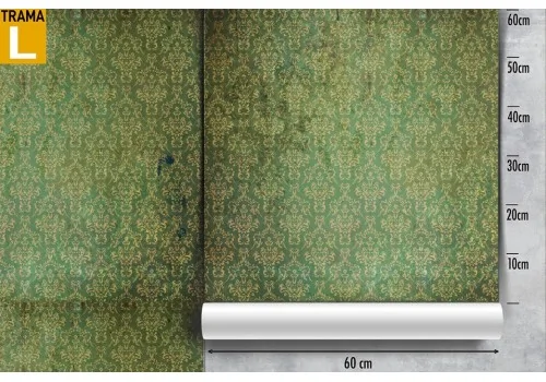 Green damask vintage wallpaper decoration. 2