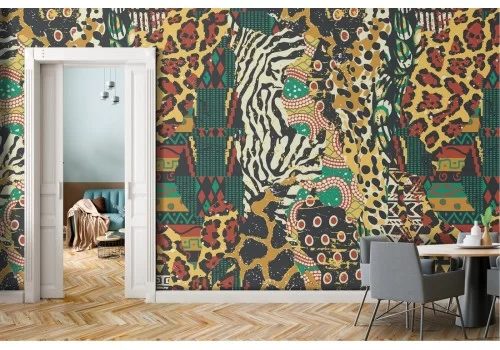 Carta da Parati decorazione vintage zebrata tigrata pattern.