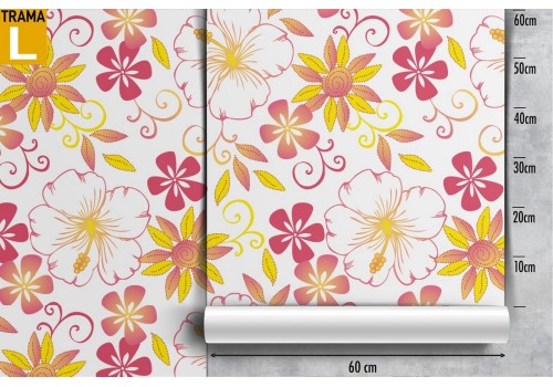 Carta da Parati fiori gialli e rosa natura moderna. 2