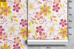 Modern nature wallpaper with yellow and pink flowers.