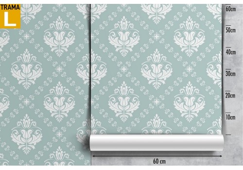 Vintage damask blue wallpaper decoration. 2