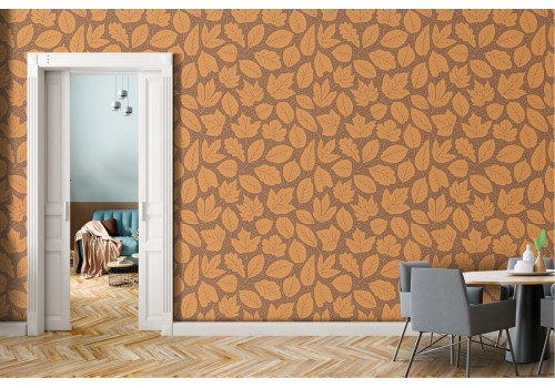 Carta da Parati foglie arancione autunno natura.