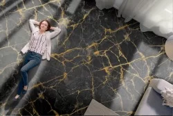 Black and yellow luxury marble surface wallpaper